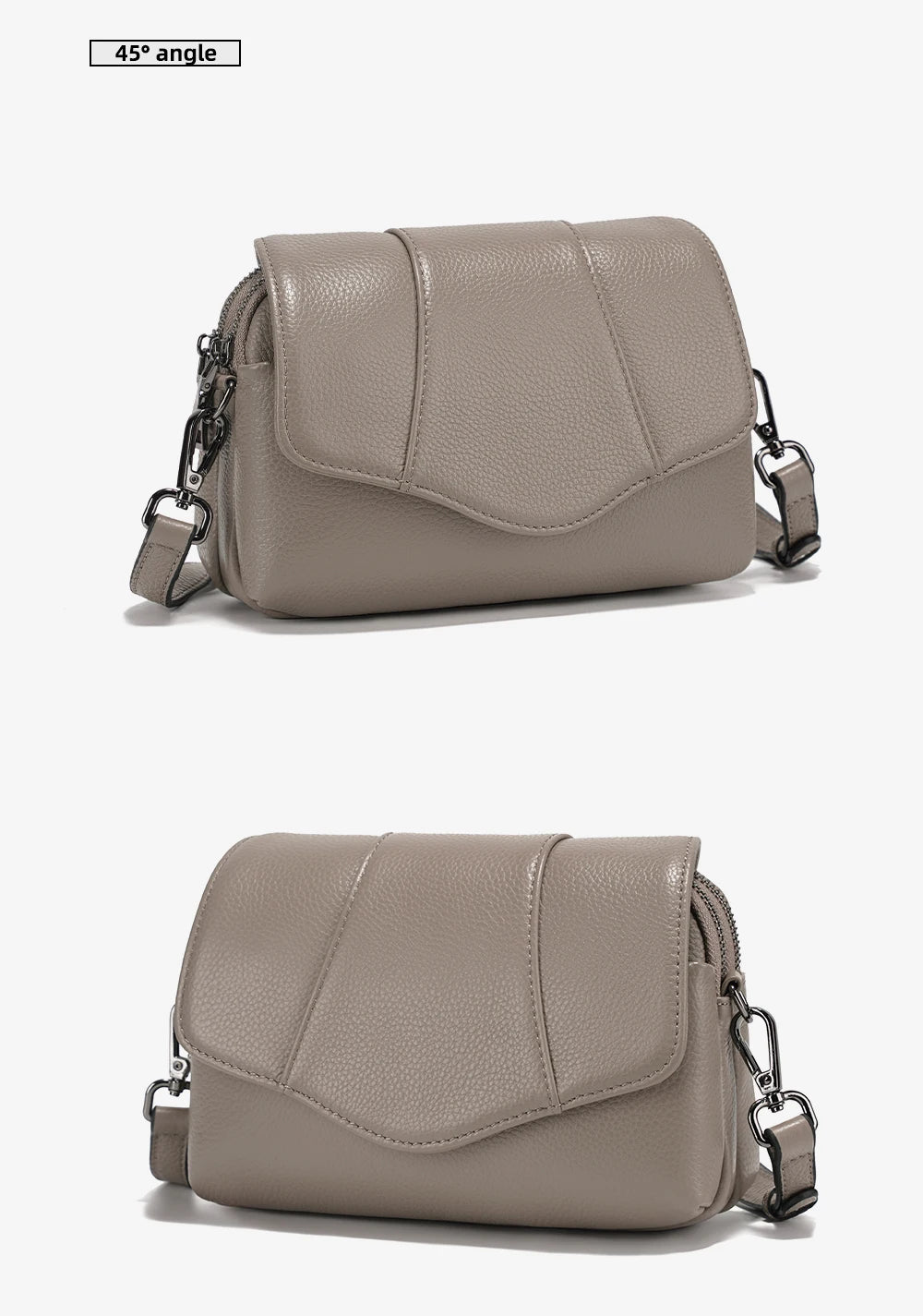 Genuine Leather Multi-Compartment Crossbody Bag