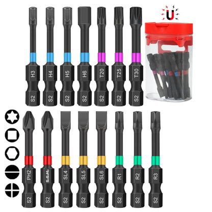 15Pcs Magnetic Electric Screwdriver Bit Set