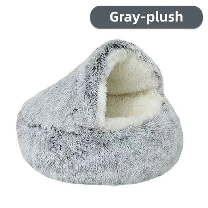 Winter Warm Plush Semi-Enclosed Cat Bedwarm cat bed, plush cat nest, winter pet bed, cat cave bed, puppy sleeping bed, enclosed pet bed, soft cat cushion, cozy pet house, pet accessories
