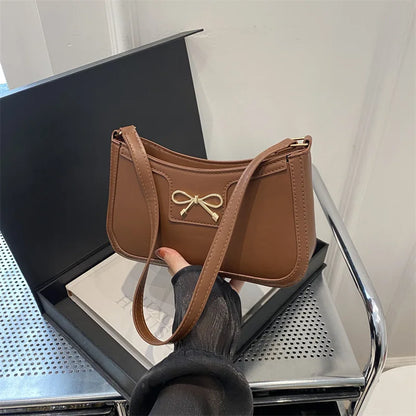 Women’s Bow Accent PU Leather Shoulder Bag