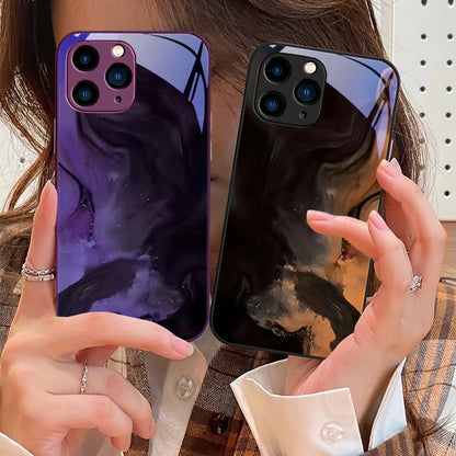 Tempered Glass Marble Effect iPhone Case