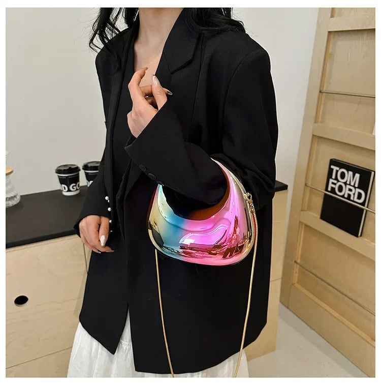 Acrylic Half-Moon Evening Clutch Bag