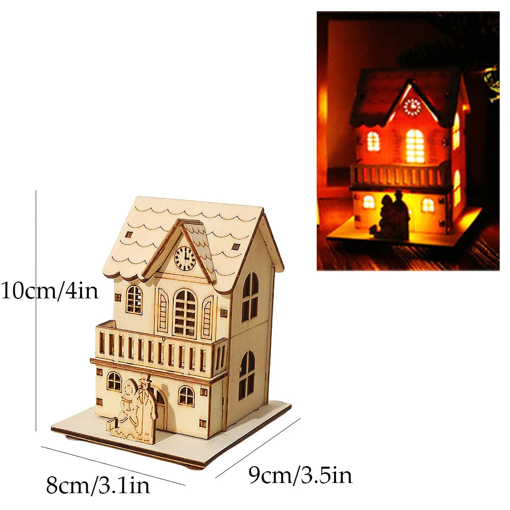 LED Wooden Christmas House Ornament