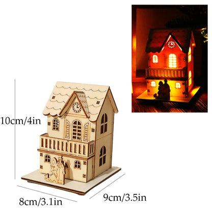 LED Wooden Christmas House Ornament