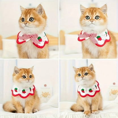 Strawberry Plaid Pet Ruffle Bib