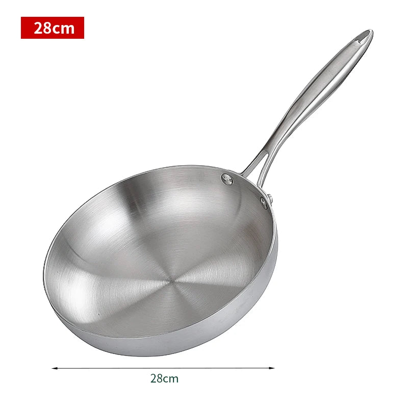 Uncoated Stainless Steel Chef’s Frying Pan – 28cm