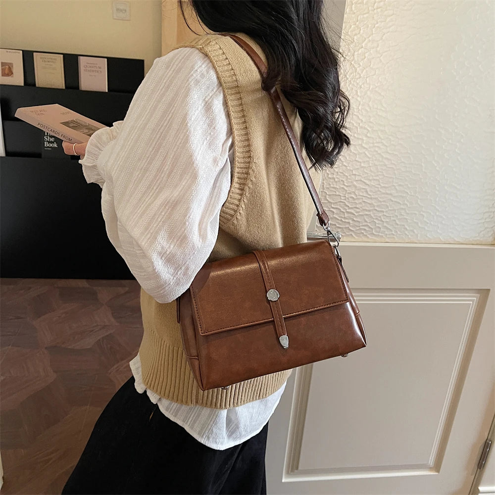 Vintage Flap Crossbody Satchel Bag