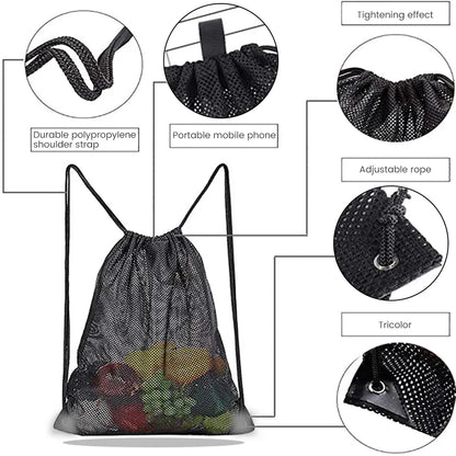 Heavy Duty Mesh Drawstring Sports Backpack