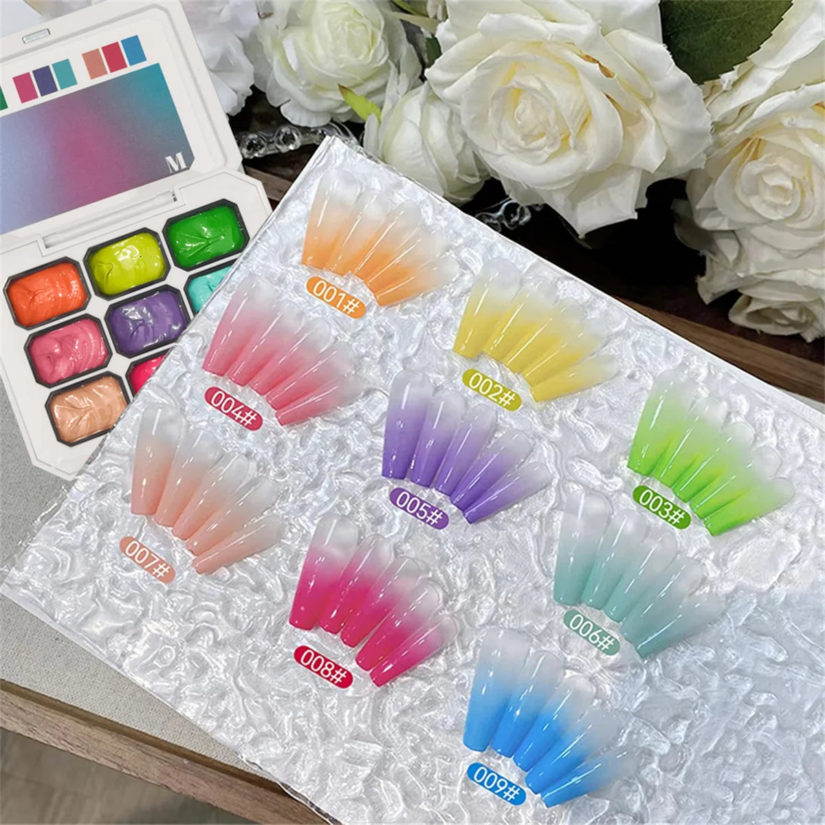 9 Color Solid Nail Gel Polish Palette