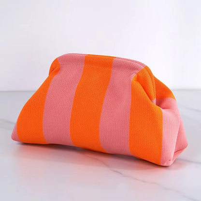 Striped Knit Cloud Clutch Bag
