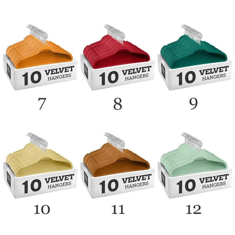 10Pcs/Pack Velvet Non-Slip Clothing Hangers