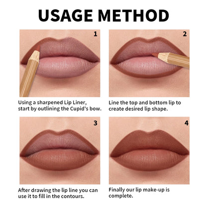12 Color Matte Lip Liner Pencil Set