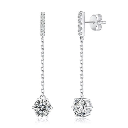 925 Sterling Silver Moissanite Tassel Earrings