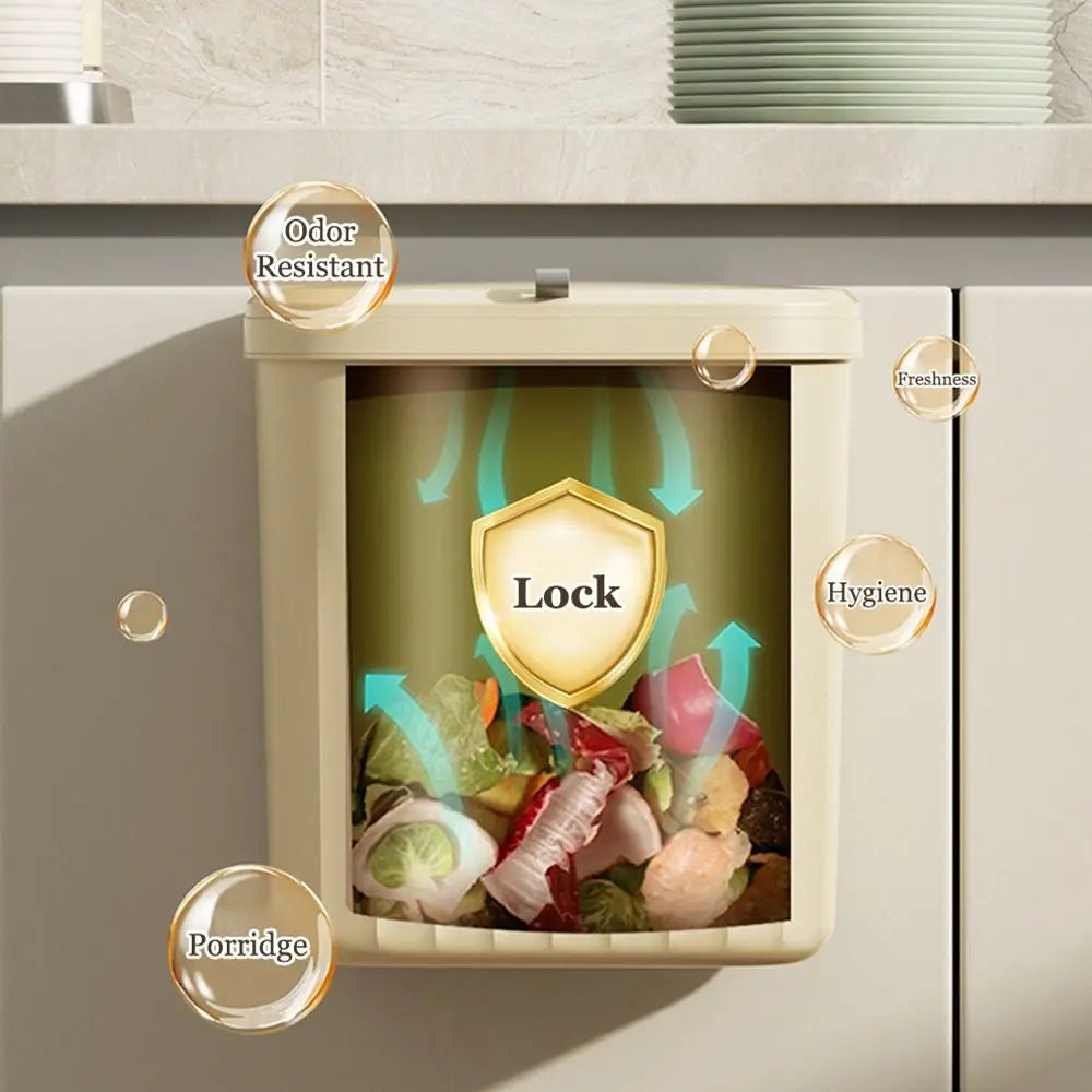 Wall-Mounted Under Sink Trash Can with Lid – 8.5L & 12L