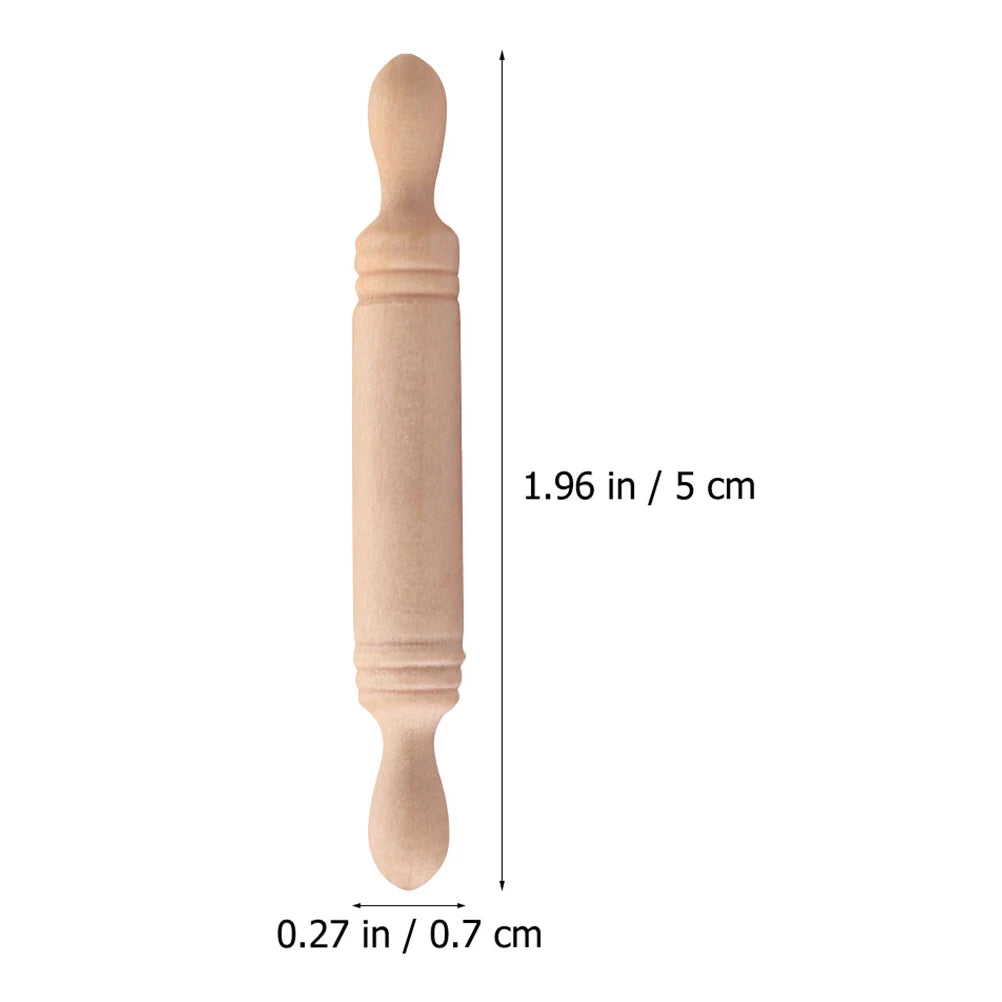 Miniature Wooden Rolling Pins for Dollhouse, Crafts & Pretend Play