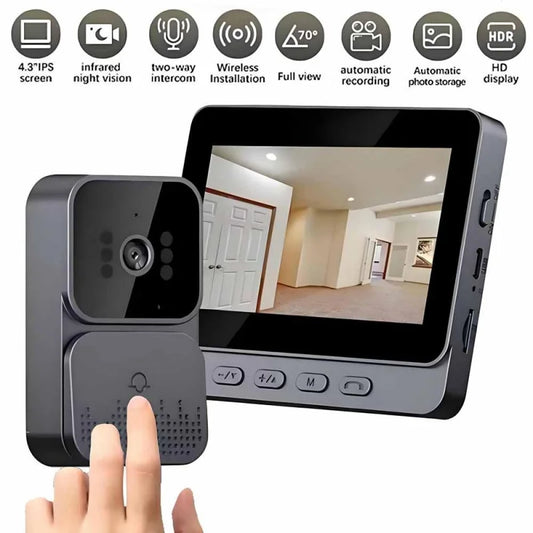 Smart Wireless Video Doorbell with 4.3” Indoor Display & Night Vision