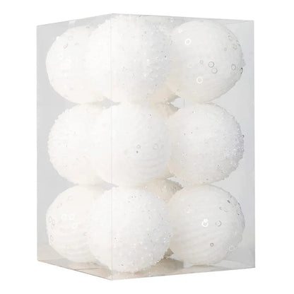 12-Piece Glitter Christmas Bauble Set