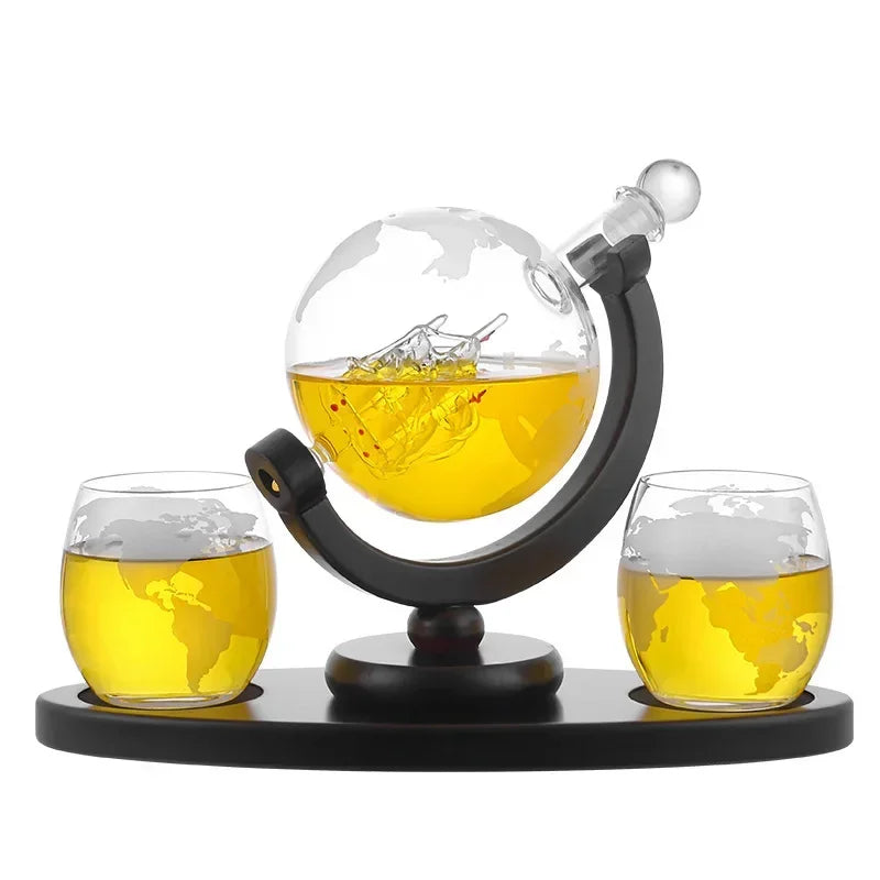 Whiskey Glass Set Crystal Globe Decanter