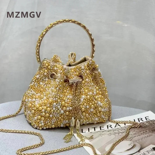 Shiny Rhinestone Pearl Evening Bag