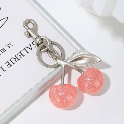 Red Cherry Pendant Keychain Charm