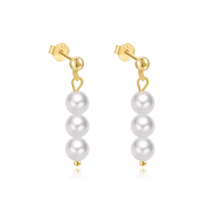 Aide 925 Sterling Silver Pearl Beading Drop Earrings
