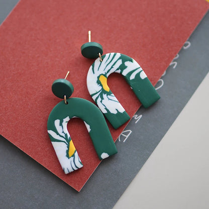 Flower Abstract Art Deco Pattern Earrings