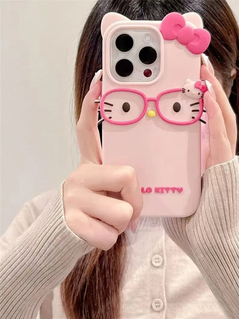 3D Cartoon Cat Silicone Phone Case for iPhone