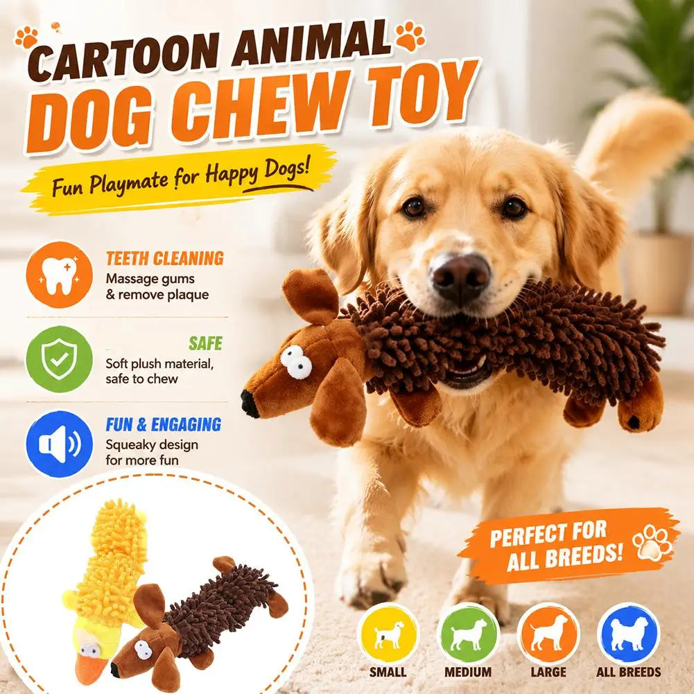 Cartoon Animal Squeaky Plush Dog Chew Toy