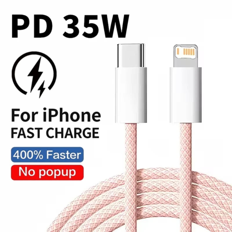 35W USB-C to Lightning Braided Fast Charging Cable for iPhone
