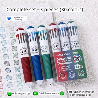 0.8mm Soft Grip Multi-Colour Ballpoint Pen for Drawing & Writing