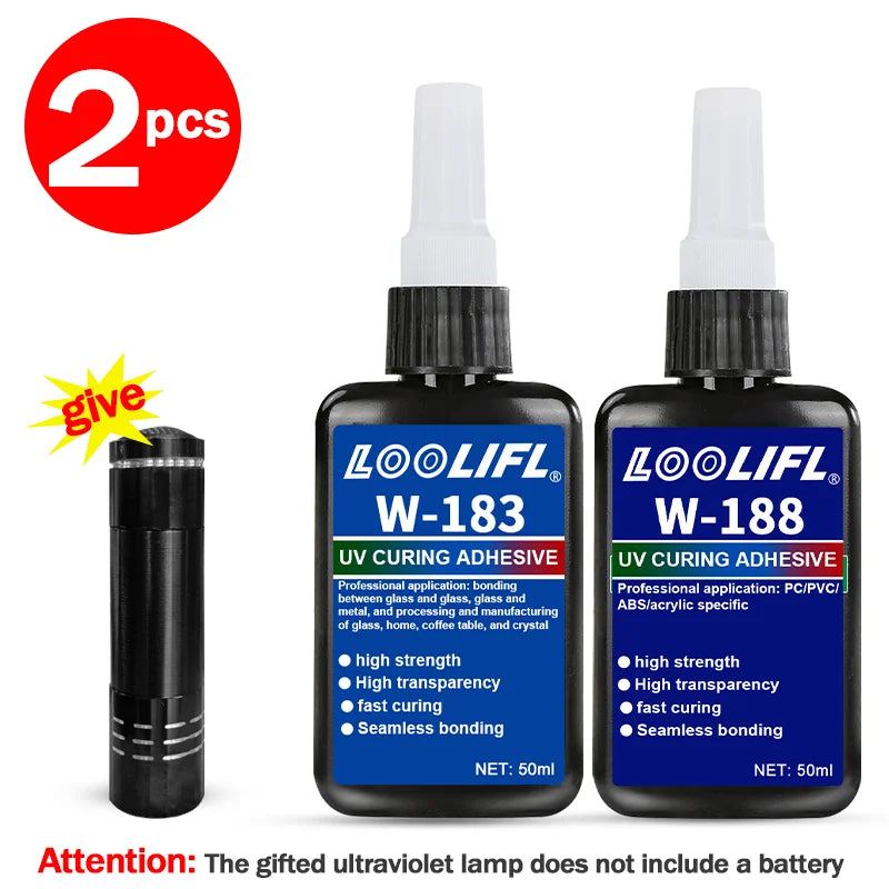 50ml Crystal Clear UV Resin Glue Kit with UV Lamp