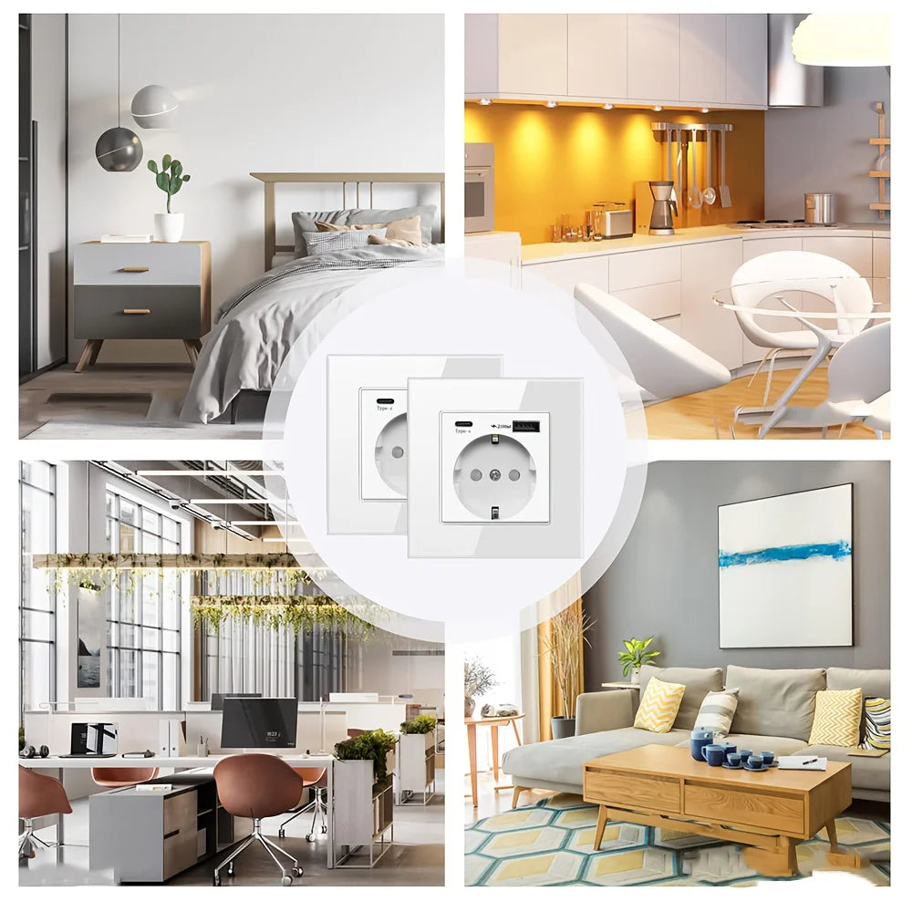 EU Type-C USB Wall Power Socket