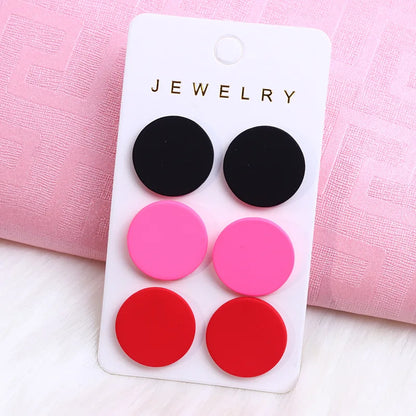 Acrylic Round Square Hexagonal Heart Stud Earrings
