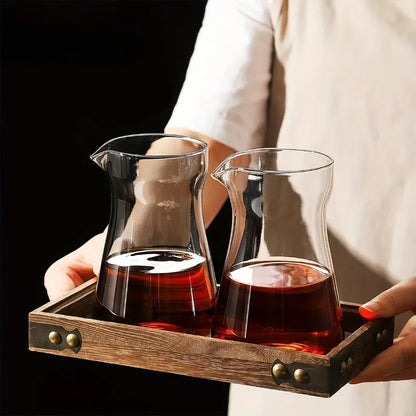 500ml Heat-Resistant Glass Coffee Carafe with Wooden Collar
