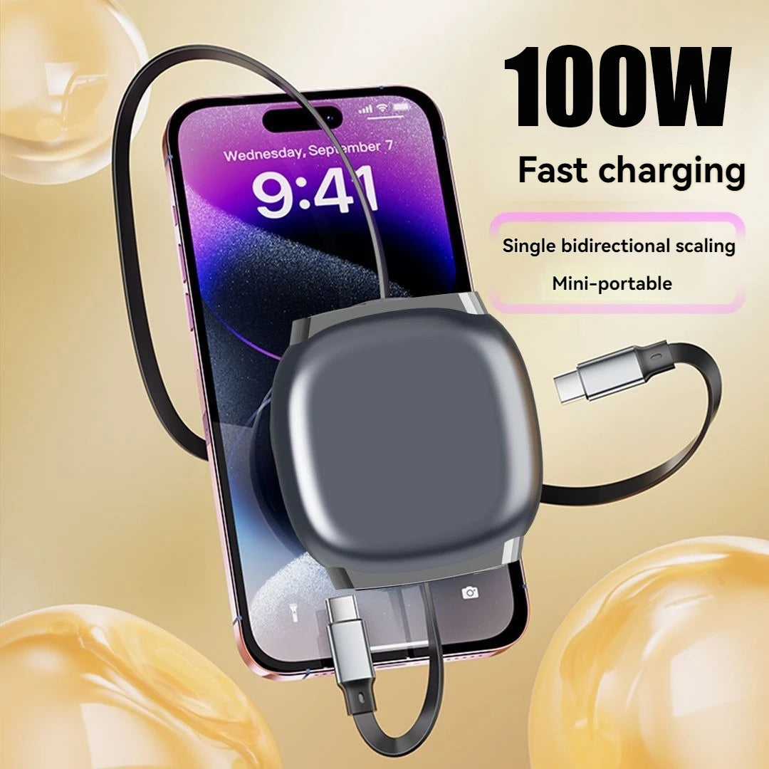 100W 6A Retractable USB-C Fast Charging Cable