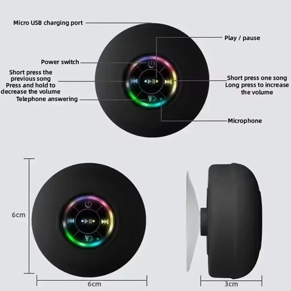 Mini Waterproof Bluetooth Speaker with Suction Cup
