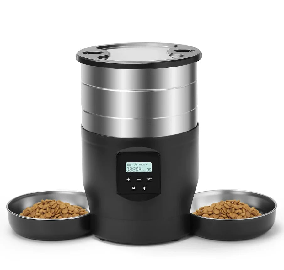 4.5L Smart Automatic Pet Feeder with Dual Stainless Steel Bowls