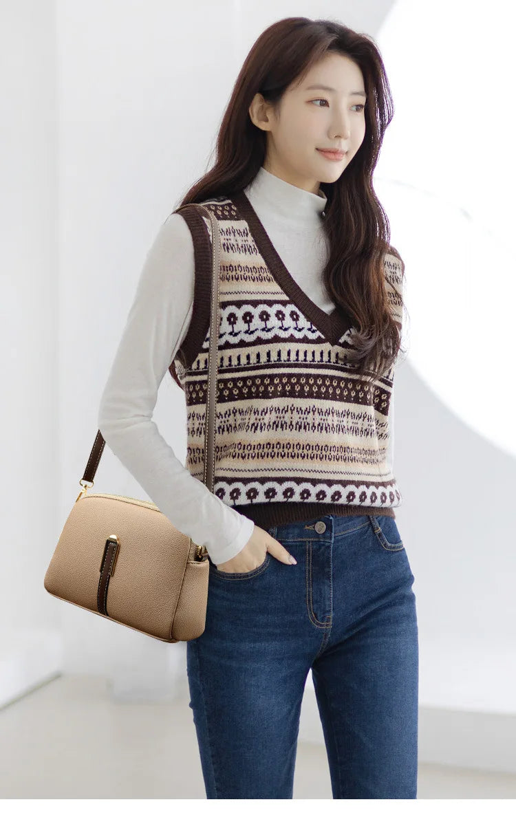 Women’s Genuine Cowhide Leather Crossbody Messenger Bag