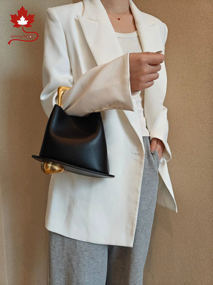 Jimmy Maple Genuine Cow Leather Bucket Handbag