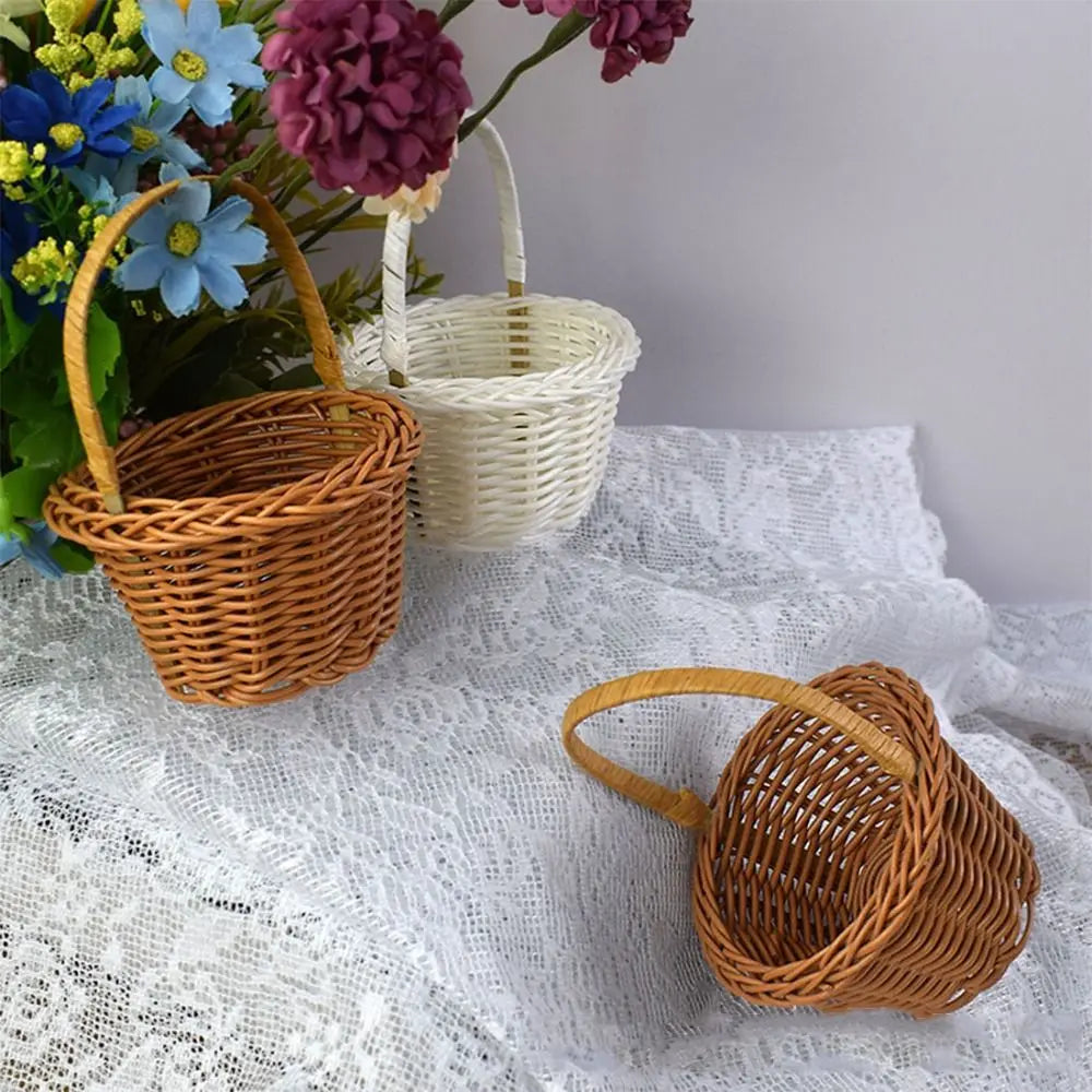 Handwoven Rattan Flower & Storage Basket