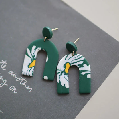 Flower Abstract Art Deco Pattern Earrings