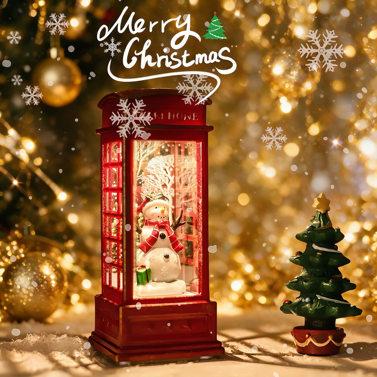 LED Christmas Telephone Booth Night Light
