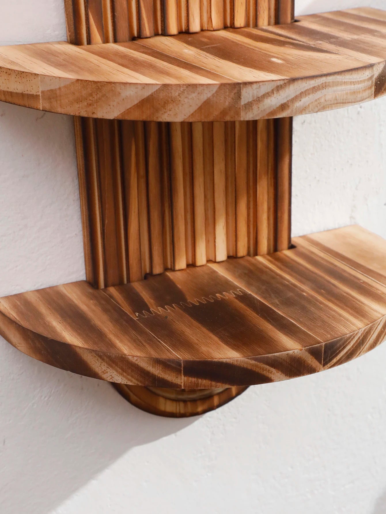 Geometric Natural Wood Wall Mounted Display Shelf