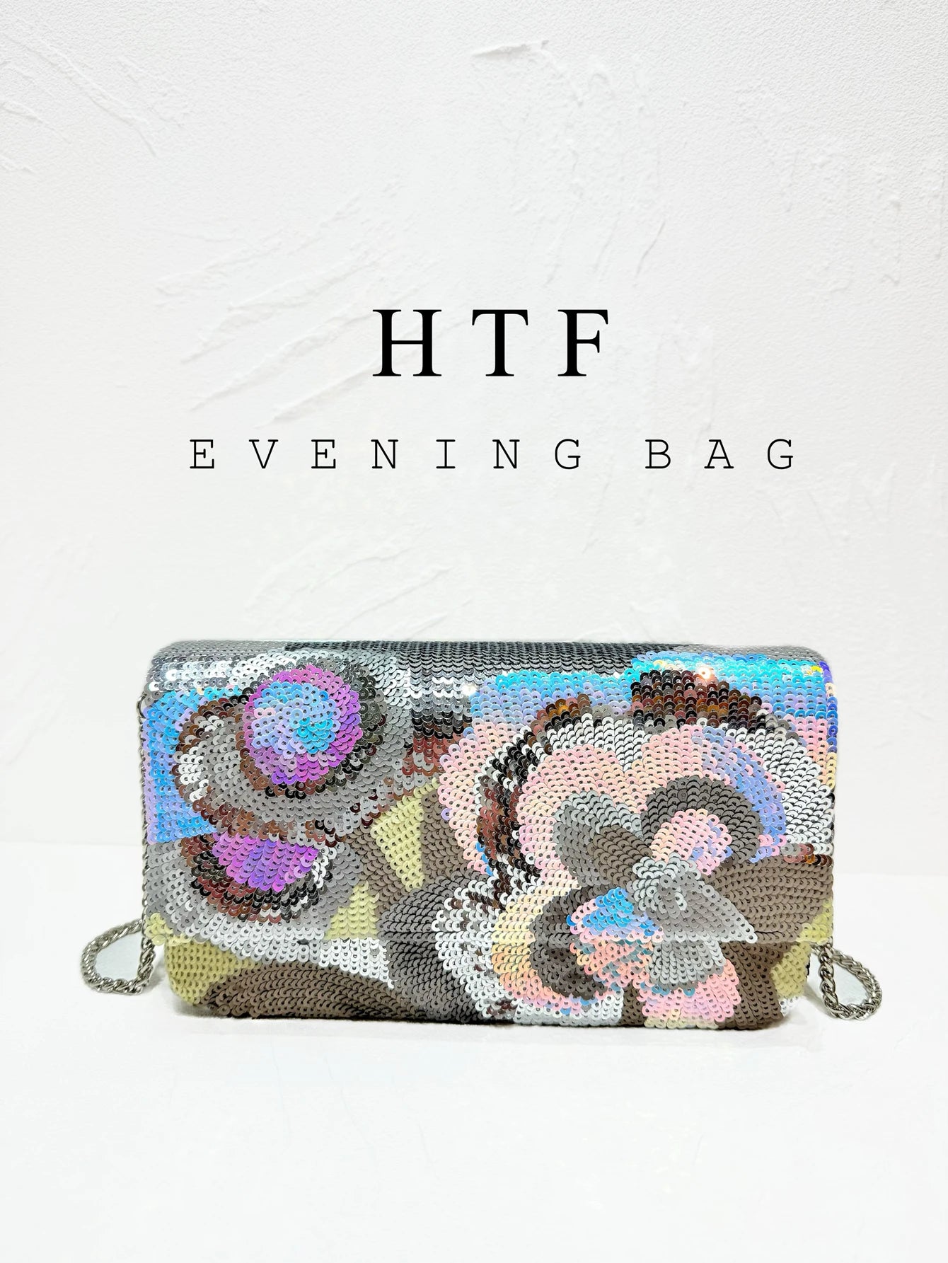 Floral Sequin Evening Clutch Bag