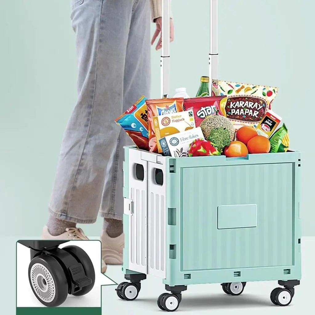Foldable Camping Trolley Storage Box with Wheels