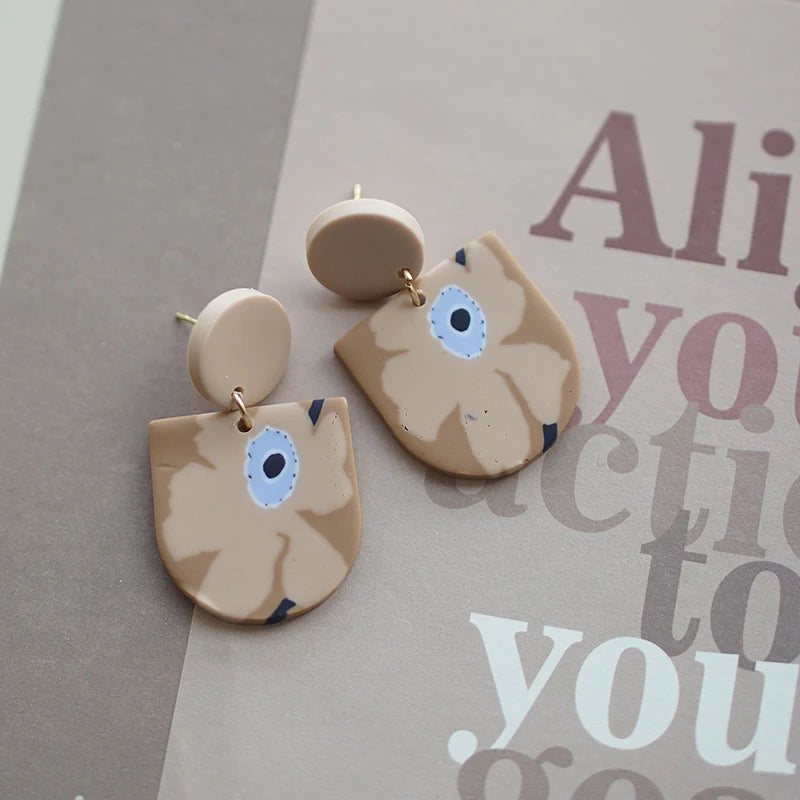Flower Abstract Art Deco Pattern Earrings