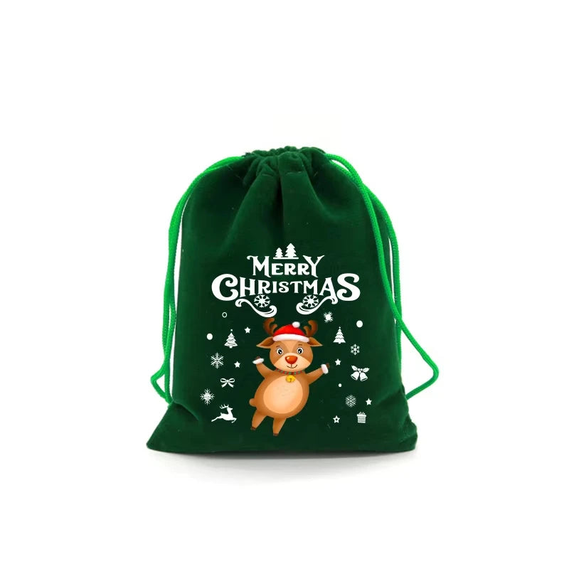 5-Piece Christmas Velvet Drawstring Gift Bags