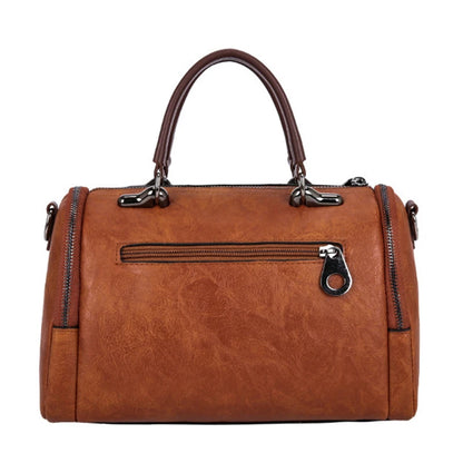 Vintage PU Leather Boston Handbag