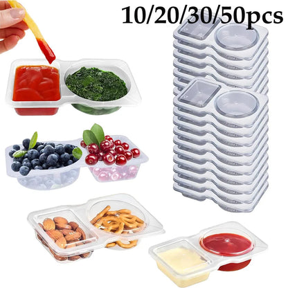 Dual Compartment Condiment Containers with Lids