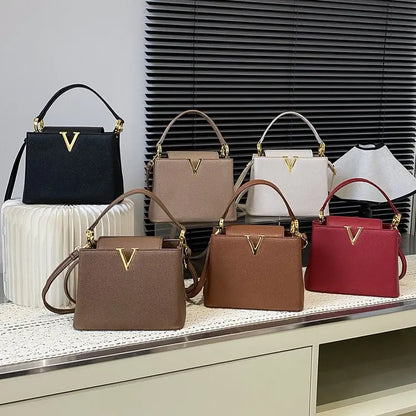 Buckled Leather Shoulder Handbag